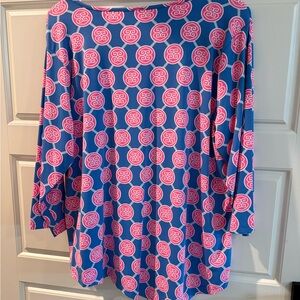 Lulu-B Blue Tunic with Pink Circular Print